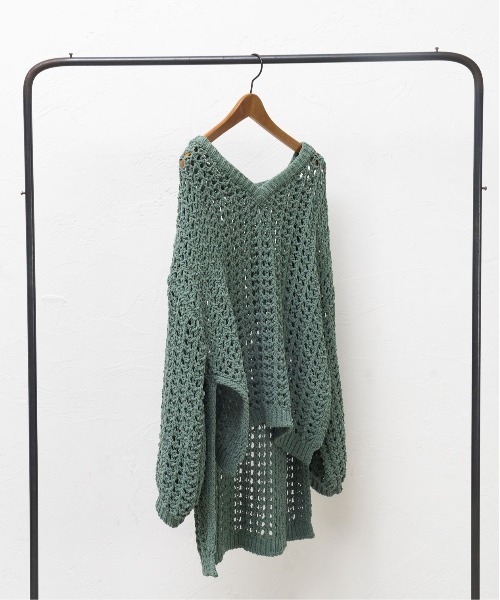 KOH.style（コースタイル）の「サイドスリットメッシュニット（ニット/セーター・レディース・ブラック/パープル系/グリーン・FREE）」の22枚目の写真