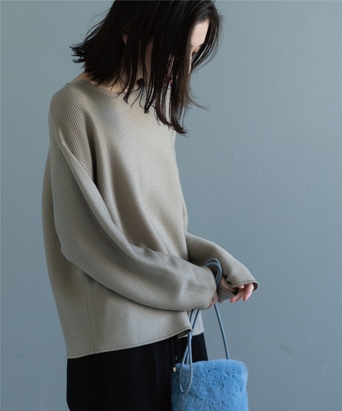 OPAQUE.CLIP（オペークドットクリップ）の「◆ボートネックニット【アンチピリング】（ニット/セーター・レディース・オフホワイト/ブルー/ブラック系2/ブルー系2/オレンジ/ベージュ・34/36/38/40/42）」の18枚目の写真