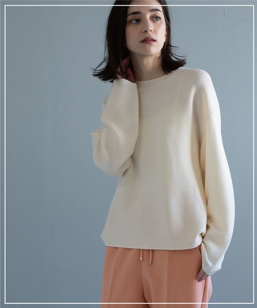 OPAQUE.CLIP（オペークドットクリップ）の「◆ボートネックニット【アンチピリング】（ニット/セーター・レディース・オフホワイト/ブルー/ブラック系2/ブルー系2/オレンジ/ベージュ・34/36/38/40/42）」の8枚目の写真