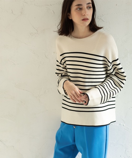 OPAQUE.CLIP（オペークドットクリップ）の「◆ボートネックニット【アンチピリング】（ニット/セーター・レディース・オフホワイト/ブルー/ブラック系2/ブルー系2/オレンジ/ベージュ・34/36/38/40/42）」の13枚目の写真