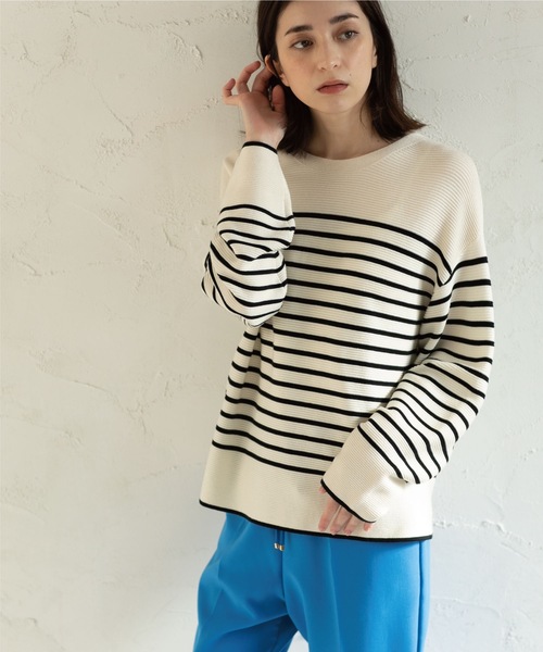 OPAQUE.CLIP（オペークドットクリップ）の「◆ボートネックニット【アンチピリング】（ニット/セーター・レディース・オフホワイト/ブルー/ブラック系2/ブルー系2/オレンジ/ベージュ・34/36/38/40/42）」の15枚目の写真