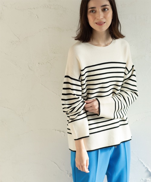 OPAQUE.CLIP（オペークドットクリップ）の「◆ボートネックニット【アンチピリング】（ニット/セーター・レディース・オフホワイト/ブルー/ブラック系2/ブルー系2/オレンジ/ベージュ・34/36/38/40/42）」の16枚目の写真