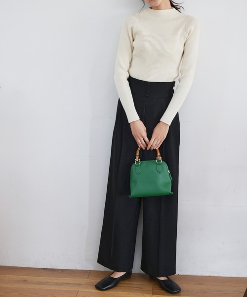 FREE'S MART（フリーズマート）の「バンブーミニショルダーバッグ（ショルダーバッグ・レディース・ブラック/ホワイト/グリーン/ホワイト系その他・ﾌﾘ-）」の9枚目の写真