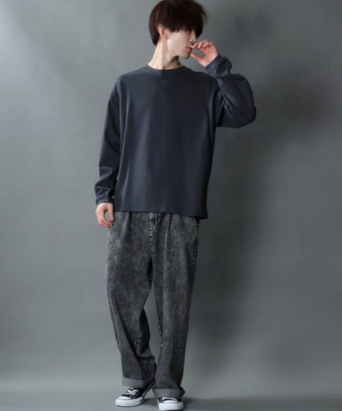 SITRY（シトリー）の「garter jacquard Heavy weight T-shirt/ガータージャガード ヘビーウェイト ロングスリーブTシャツ（Tシャツ/カットソー・メンズ・ブラック/アイボリー/チャコールグレー/グリーン・L/M）」の13枚目の写真