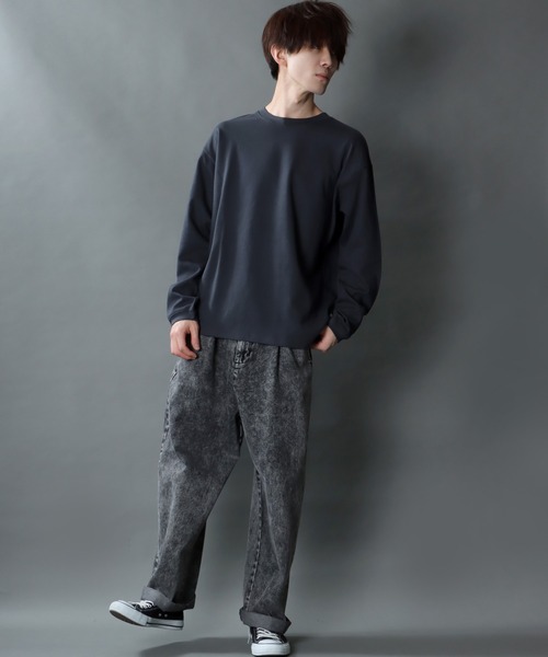 SITRY（シトリー）の「garter jacquard Heavy weight T-shirt/ガータージャガード ヘビーウェイト ロングスリーブTシャツ（Tシャツ/カットソー・メンズ・ブラック/アイボリー/チャコールグレー/グリーン・L/M）」の14枚目の写真