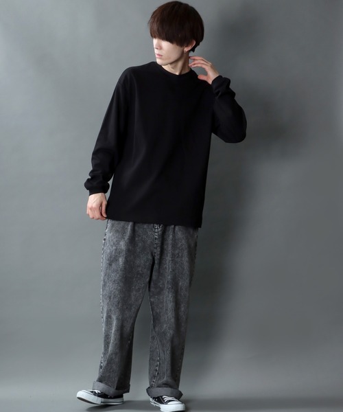 SITRY（シトリー）の「garter jacquard Heavy weight T-shirt/ガータージャガード ヘビーウェイト ロングスリーブTシャツ（Tシャツ/カットソー・メンズ・ブラック/アイボリー/チャコールグレー/グリーン・L/M）」の16枚目の写真