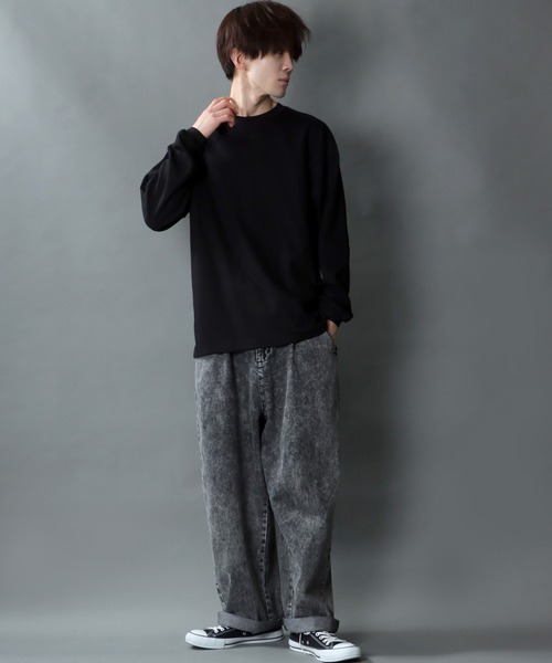 SITRY（シトリー）の「garter jacquard Heavy weight T-shirt/ガータージャガード ヘビーウェイト ロングスリーブTシャツ（Tシャツ/カットソー・メンズ・ブラック/アイボリー/チャコールグレー/グリーン・L/M）」の18枚目の写真