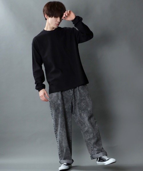 SITRY（シトリー）の「garter jacquard Heavy weight T-shirt/ガータージャガード ヘビーウェイト ロングスリーブTシャツ（Tシャツ/カットソー・メンズ・ブラック/アイボリー/チャコールグレー/グリーン・L/M）」の19枚目の写真