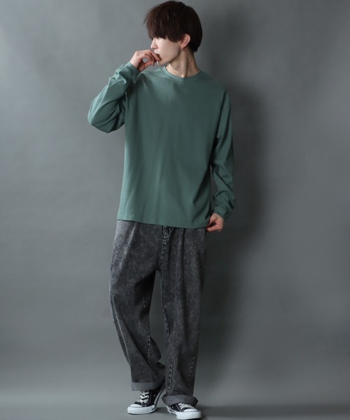 SITRY（シトリー）の「garter jacquard Heavy weight T-shirt/ガータージャガード ヘビーウェイト ロングスリーブTシャツ（Tシャツ/カットソー・メンズ・ブラック/アイボリー/チャコールグレー/グリーン・L/M）」の20枚目の写真