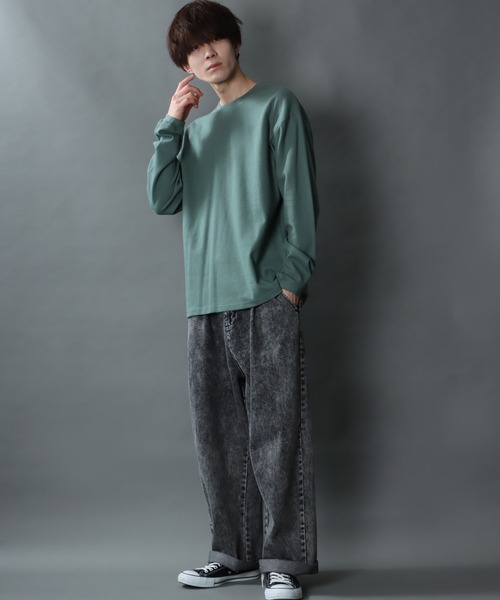 SITRY（シトリー）の「garter jacquard Heavy weight T-shirt/ガータージャガード ヘビーウェイト ロングスリーブTシャツ（Tシャツ/カットソー・メンズ・ブラック/アイボリー/チャコールグレー/グリーン・L/M）」の22枚目の写真