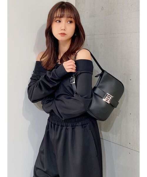 GYDA(ジェイダ)の「【セットアップ着用可】フロントレースアップ オフショルショートトップス(Tシャツ/カットソー・レディース・ブラック/アイボリー・FREE)」の14枚目の写真