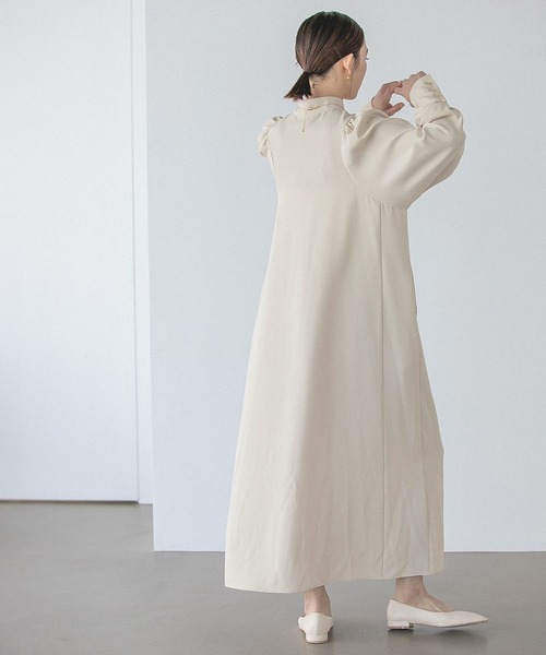 ADORE アドーア パールカフスフロントスリット ロングトップス ワンピース ADORE(アドーア)｜◇ダブルストレッチワンピース/ピンク の通販