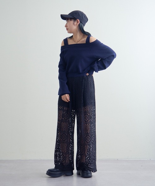 mline（エムライン）の「【サイズ展開あり】[mline]シアーレースパンツ（その他パンツ・レディース・ブラック/アイボリー・1/2）」の4枚目の写真