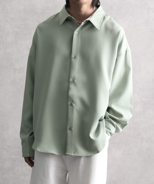 welise（ウェライズ）の「【welise/ウェライズ】【ヘビーウェイト】リッチドレープスムース 無地/ストライプ ベーシックオーバーサイズシャツ（シャツ/ブラウス・メンズ・グリーン系その他/チャコールグレー/ホワイト/グレイッシュベージュ/ワイン/ブルーグレー/ライトグレー/ダークネイビー/ダークグレー/ブラック系その他/ダークパープル/ダークブルー/サックスブルー/ブラウン/ブラック系その他2/アッシュブラウン/ホワイト系その他/ブラック/ブルーグリーン・L/M/S）」の13枚目の写真