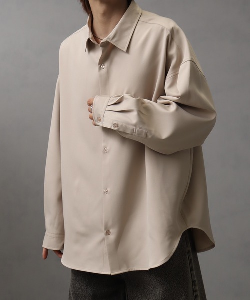 welise（ウェライズ）の「【welise/ウェライズ】【ヘビーウェイト】リッチドレープスムース 無地/ストライプ ベーシックオーバーサイズシャツ（シャツ/ブラウス・メンズ・グリーン系その他/チャコールグレー/ホワイト/グレイッシュベージュ/ワイン/ブルーグレー/ライトグレー/ダークネイビー/ダークグレー/ブラック系その他/ダークパープル/ダークブルー/サックスブルー/ブラウン/ブラック系その他2/アッシュブラウン/ホワイト系その他/ブラック/ブルーグリーン・L/M/S）」の12枚目の写真