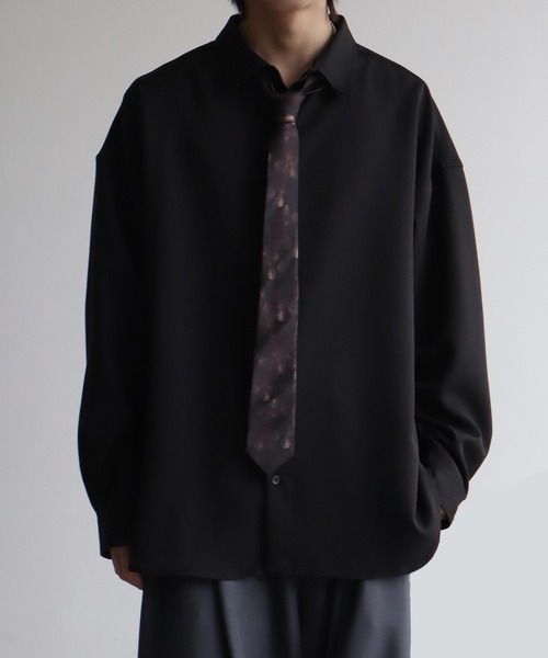 welise（ウェライズ）の「【welise/ウェライズ】【ヘビーウェイト】リッチドレープスムース 無地/ストライプ ベーシックオーバーサイズシャツ（シャツ/ブラウス・メンズ・グリーン系その他/チャコールグレー/ホワイト/グレイッシュベージュ/ワイン/ブルーグレー/ライトグレー/ダークネイビー/ダークグレー/ブラック系その他/ダークパープル/ダークブルー/サックスブルー/ブラウン/ブラック系その他2/アッシュブラウン/ホワイト系その他/ブラック/ブルーグリーン・L/M/S）」の3枚目の写真