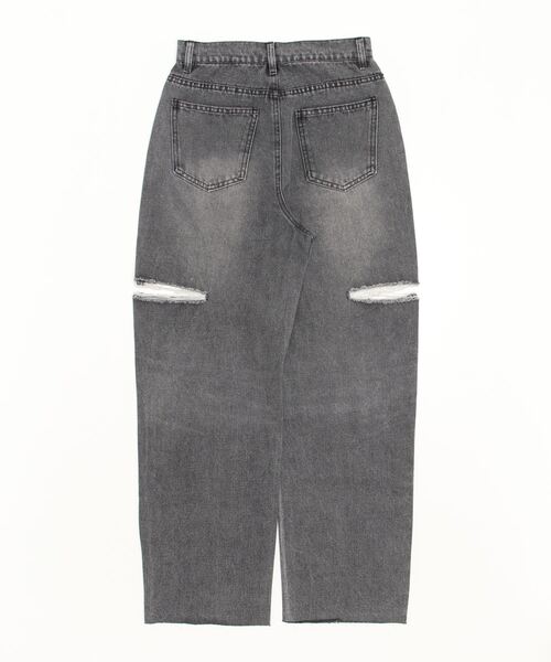 Per sist ence(パーシエンス)の「Per sist ence/パーシエンス 11ozデニムダメージカットスリットパンツ(デニムパンツ・レディース・ブラック/オフホワイト/ブルー・MEDIUM/SMALL)」の4枚目の写真