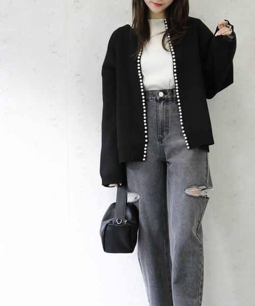 Per sist ence(パーシエンス)の「Per sist ence/パーシエンス 11ozデニムダメージカットスリットパンツ(デニムパンツ・レディース・ブラック/オフホワイト/ブルー・MEDIUM/SMALL)」の16枚目の写真