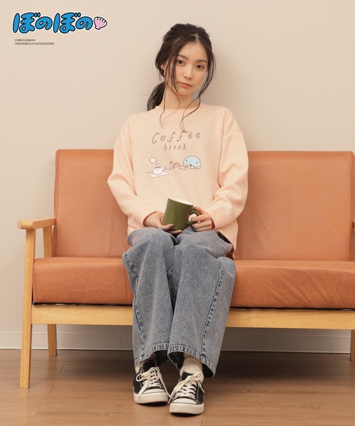 Hi! ONLINE STORE（ハイオンラインストア）の「【ぼのぼの】ぼのぼの＆シマリスくん コーヒーブレイクロンT（スウェット・レディース・サックスブルー/ピンク/ブルー/チャコールグレー/オートミール/ライトグリーン・M/L/LL）」の17枚目の写真