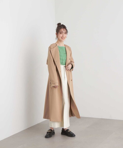N.(N. Natural Beauty Basic)(エヌエヌナチュラルビューティーベーシック)の「【S Size Line】◆TRダブルクロスリボンベルトコート(ノーカラーコート・レディース・イエロー/ベージュ・SMALL/MEDIUM)」の16枚目の写真