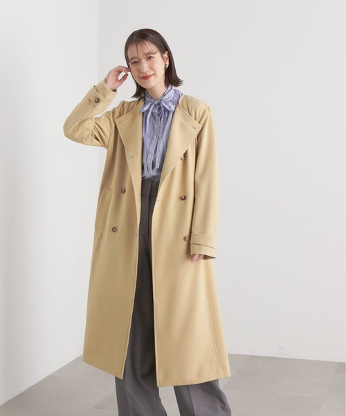 N.(N. Natural Beauty Basic)(エヌエヌナチュラルビューティーベーシック)の「【S Size Line】◆TRダブルクロスリボンベルトコート(ノーカラーコート・レディース・イエロー/ベージュ・SMALL/MEDIUM)」の10枚目の写真