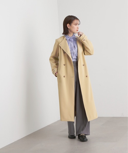 N.(N. Natural Beauty Basic)(エヌエヌナチュラルビューティーベーシック)の「【S Size Line】◆TRダブルクロスリボンベルトコート(ノーカラーコート・レディース・イエロー/ベージュ・SMALL/MEDIUM)」の9枚目の写真