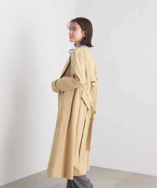 N.(N. Natural Beauty Basic)(エヌエヌナチュラルビューティーベーシック)の「【S Size Line】◆TRダブルクロスリボンベルトコート(ノーカラーコート・レディース・イエロー/ベージュ・SMALL/MEDIUM)」の11枚目の写真
