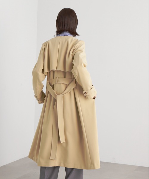 N.(N. Natural Beauty Basic)(エヌエヌナチュラルビューティーベーシック)の「【S Size Line】◆TRダブルクロスリボンベルトコート(ノーカラーコート・レディース・イエロー/ベージュ・SMALL/MEDIUM)」の12枚目の写真