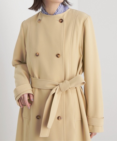N.(N. Natural Beauty Basic)(エヌエヌナチュラルビューティーベーシック)の「【S Size Line】◆TRダブルクロスリボンベルトコート(ノーカラーコート・レディース・イエロー/ベージュ・SMALL/MEDIUM)」の13枚目の写真