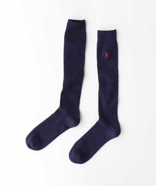 POLO RALPH LAUREN メンズ 消臭加工 ワンポイント リブハイソックス