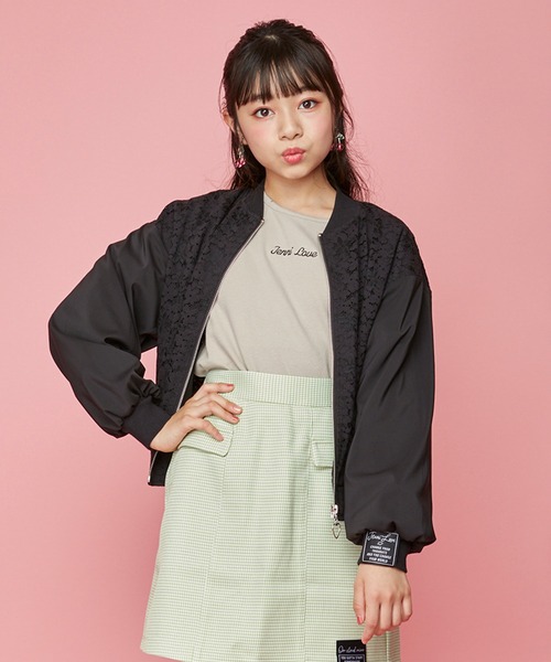 JENNI love（ジェニィラブ）の「レース切替えブルゾン（ブルゾン・キッズ・ブラック/オフホワイト・130cm/140cm/150cm/160cm）」の2枚目の写真