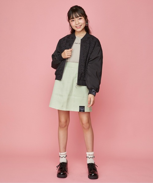 JENNI love（ジェニィラブ）の「レース切替えブルゾン（ブルゾン・キッズ・ブラック/オフホワイト・130cm/140cm/150cm/160cm）」の3枚目の写真