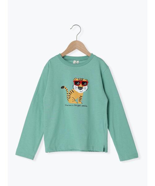 Samansa Mos2 Lagom（サマンサモスモスラーゴム）の「アニマルサングラス仕掛けロンT（Tシャツ/カットソー・キッズ・グリーン/ブルー/イエロー・130cm/100cm/120cm/110cm/95cm）」の2枚目の写真