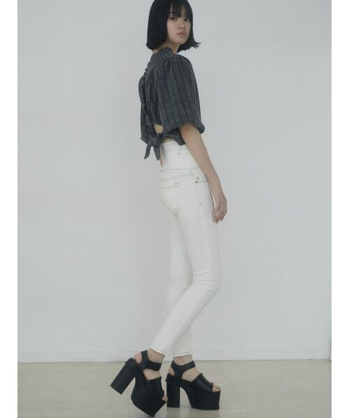 EMODA（エモダ）の「シャーリングタイトップ（Tシャツ/カットソー・レディース・ブラック/グレー/ライム/ホワイト・FREE）」の9枚目の写真