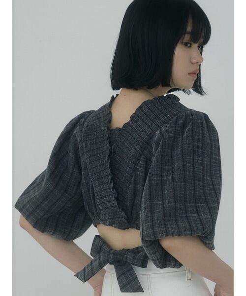 EMODA（エモダ）の「シャーリングタイトップ（Tシャツ/カットソー・レディース・ブラック/グレー/ライム/ホワイト・FREE）」の12枚目の写真