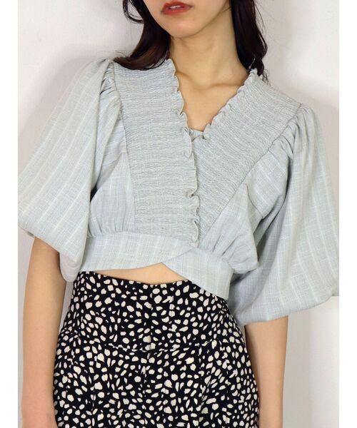 EMODA（エモダ）の「シャーリングタイトップ（Tシャツ/カットソー・レディース・ブラック/グレー/ライム/ホワイト・FREE）」の13枚目の写真