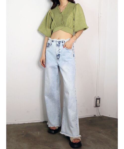 EMODA（エモダ）の「シャーリングタイトップ（Tシャツ/カットソー・レディース・ブラック/グレー/ライム/ホワイト・FREE）」の19枚目の写真