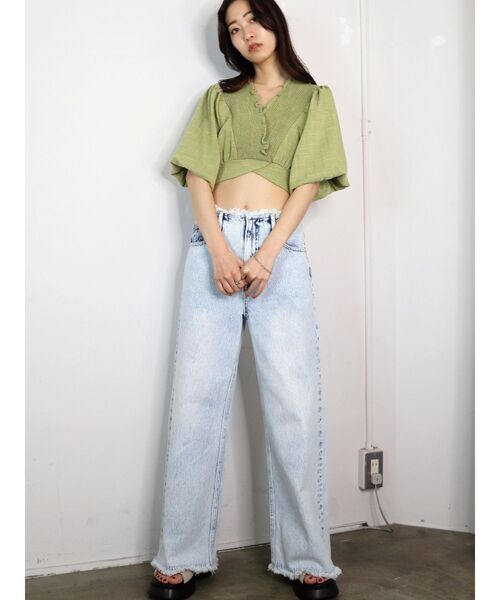 EMODA（エモダ）の「シャーリングタイトップ（Tシャツ/カットソー・レディース・ブラック/グレー/ライム/ホワイト・FREE）」の20枚目の写真