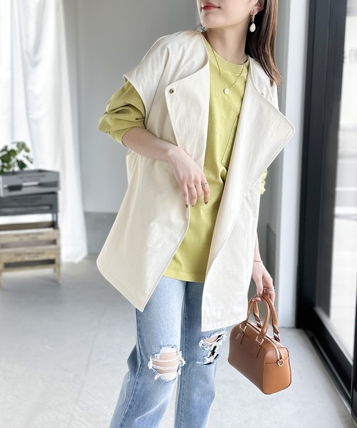 Java（ジャバ）の「《JaVa ジャバコラボ》ワンランクアップ。2wayアシンメトリーオーバーサイズワッシャーベスト（ベスト・レディース・ブラック/ベージュ/アイボリー・SMALL/X-LARGE/LARGE/MEDIUM）」の20枚目の写真