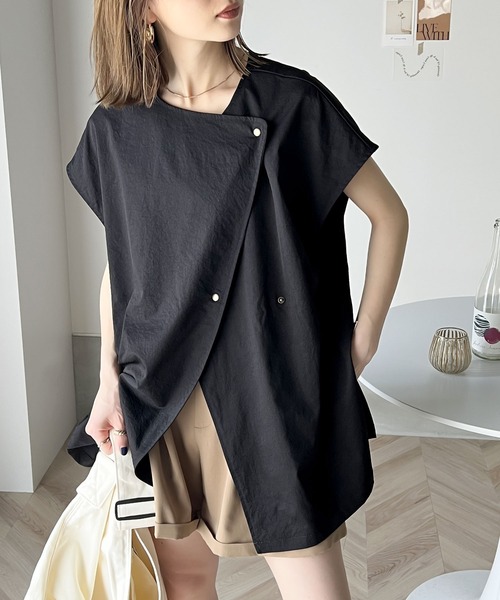 Java（ジャバ）の「《JaVa ジャバコラボ》ワンランクアップ。2wayアシンメトリーオーバーサイズワッシャーベスト（ベスト・レディース・ブラック/ベージュ/アイボリー・SMALL/X-LARGE/LARGE/MEDIUM）」の4枚目の写真