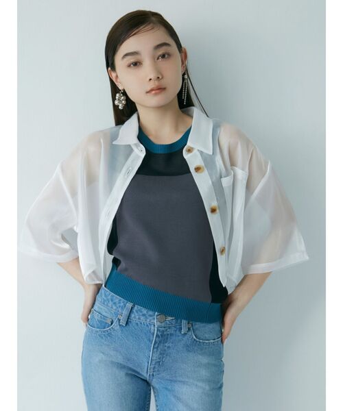 MURUA（ムルーア）の「バイカラーシアータンク（ニット/セーター・レディース・グレー/ブルー・FREE）」の3枚目の写真