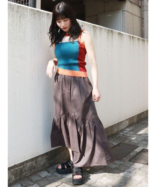 MURUA（ムルーア）の「バイカラーシアータンク（ニット/セーター・レディース・グレー/ブルー・FREE）」の11枚目の写真