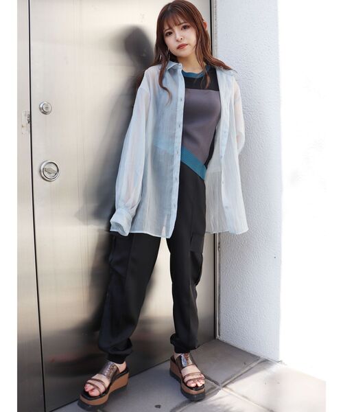 MURUA（ムルーア）の「バイカラーシアータンク（ニット/セーター・レディース・グレー/ブルー・FREE）」の14枚目の写真