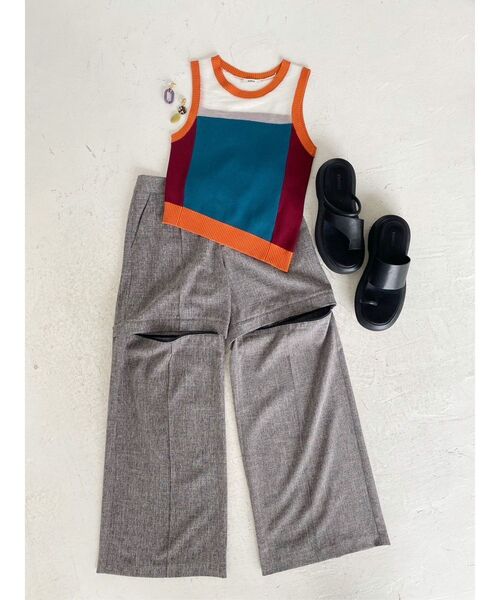 MURUA（ムルーア）の「バイカラーシアータンク（ニット/セーター・レディース・グレー/ブルー・FREE）」の15枚目の写真