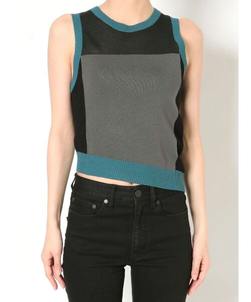 MURUA（ムルーア）の「バイカラーシアータンク（ニット/セーター・レディース・グレー/ブルー・FREE）」の16枚目の写真