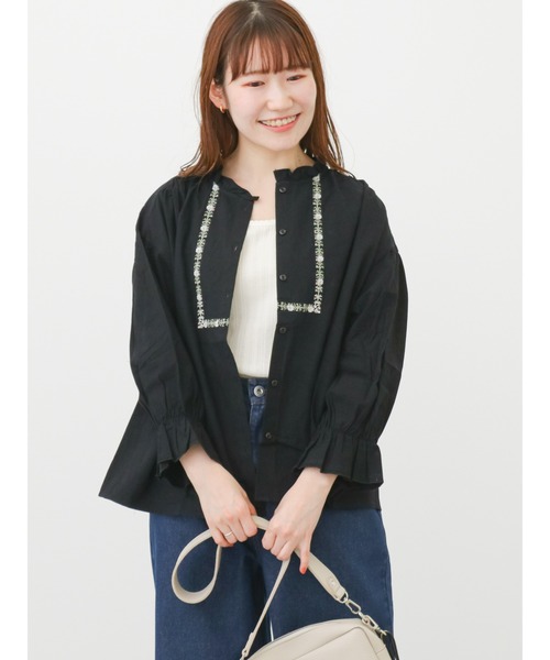 ehka sopo（エヘカソポ）の「【Maison SAJOU】刺繍ブラウス（シャツ/ブラウス・レディース・ブラック/オフホワイト/キナリ・ﾌﾘ-）」の7枚目の写真