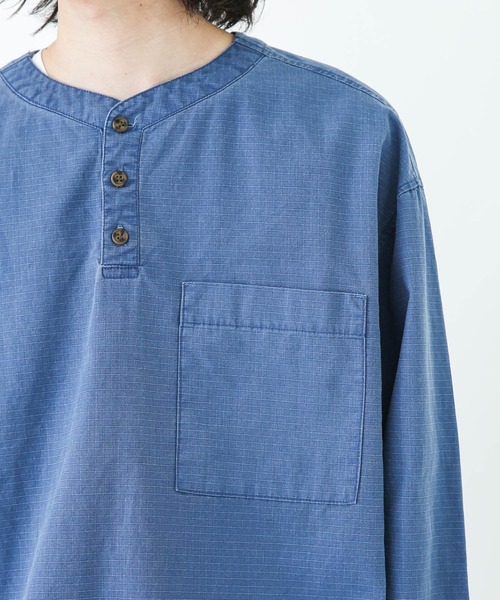 URBAN RESEARCH Sonny Label(アーバンリサーチサニーレーベル)の「『別注』BAEXFATE×Sonny Label ムラ染リップストップヘンリープルオーバー(Tシャツ/カットソー・メンズ・ブラック/ブルー/アイボリー・MEDIUM/LARGE)」の20枚目の写真