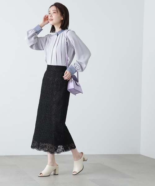 N.（N. Natural Beauty Basic）（エヌエヌナチュラルビューティーベーシック）の「◆スカラレースタイトスカート（スカート・レディース・ブラック/ナチュラル/グリーン/パープル/カーキ・SMALL/MEDIUM）」の13枚目の写真