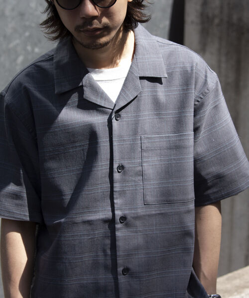 GLOSTER(グロスター)の「《WEB限定》【GLOSTER/グロスター】トロミ ルーズオープンカラーシャツ アソート(柄/無地)(シャツ/ブラウス・メンズ・アイボリー/ブラック/ブラック系その他/グレー系その他/ベージュ系その他・M/L)」の5枚目の写真