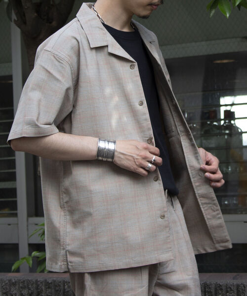 GLOSTER(グロスター)の「《WEB限定》【GLOSTER/グロスター】トロミ ルーズオープンカラーシャツ アソート(柄/無地)(シャツ/ブラウス・メンズ・アイボリー/ブラック/ブラック系その他/グレー系その他/ベージュ系その他・M/L)」の8枚目の写真